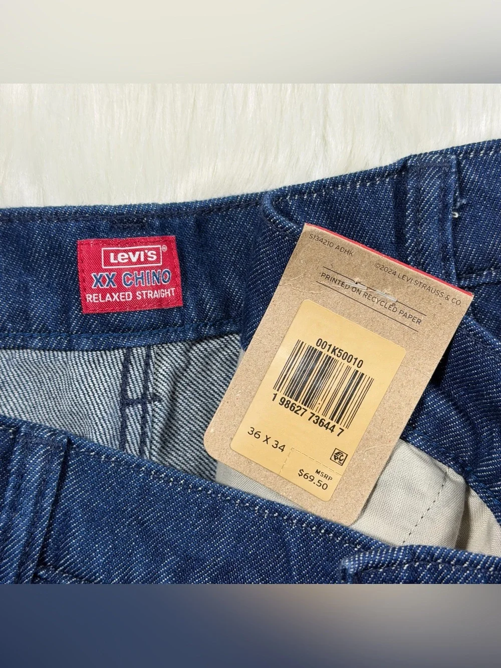 Levi's Men's Size 36 X 34 Half Past Rinse XX Chino Relaxed Straight Denim Jeans